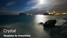  Presentation with city moon - Colorful slides enhanced with night landscape with the sea the moon and rocks it is photographed in montenegro in september the city of budva adriatic sea backdrop and a dark gray colored foreground