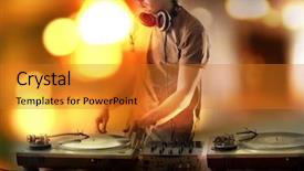  Presentation with cafe - Colorful PPT theme enhanced with night life - dj playing lounge jazz ballade backdrop and a gold colored foreground