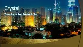  Presentation with kuala lumpur - Colorful presentation design enhanced with night life - kuala lumpur city view backdrop and a ocean colored foreground