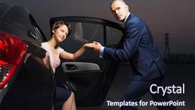  Presentation with car business - Cool new PPT layouts with night life - young business couple backdrop and a wine colored foreground