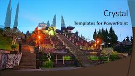  Presentation with pura hindu - Slides featuring night light bali indonesia background and a light blue colored foreground