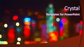  Presentation with hong kong skectch - PPT theme consisting of night lights of the hong background and a wine colored foreground