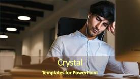  Presentation with music business - Slide deck with night listening to music background and a tawny brown colored foreground