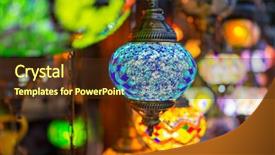  Presentation with lanterns - Slides with night market - beautiful colorful lanterns on street background and a tawny brown colored foreground