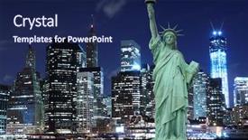  Presentation with manhattan - PPT layouts consisting of night new york city background and a navy blue colored foreground