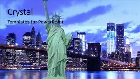  Presentation with brooklyn - Beautiful PPT theme featuring night new york city backdrop and a light blue colored foreground
