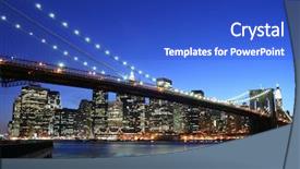  Presentation with brooklyn bridge - PPT theme enhanced with night new york city background and a cobalt blue colored foreground