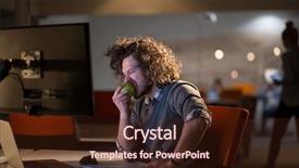  Presentation with office ergonomics man worker exercising - Cool new PPT theme with night office and eating apple backdrop and a wine colored foreground