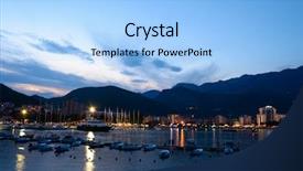  Presentation with night city - Slide deck with night panorama of budva city background and a light blue colored foreground
