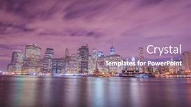  Presentation with new york night - Amazing presentation having night panorama of manhattan in new york usa backdrop and a coral colored foreground