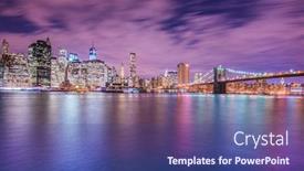  Presentation with new york night - Cool new presentation design with night panorama of manhattan in new york usa backdrop and a ocean colored foreground