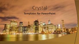 Presentation with new york night - Colorful slide deck enhanced with night panorama of manhattan in new york usa backdrop and a coral colored foreground