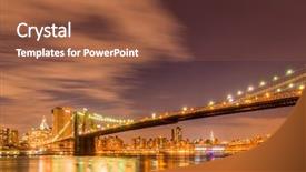  Presentation with new york night - Beautiful slide deck featuring night panorama of manhattan in new york usa backdrop and a red colored foreground