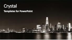  Presentation with new york night - PPT layouts with night panorama over hudson background and a black colored foreground