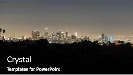  Presentation with downtown los angeles - Audience pleasing theme consisting of night panorama view of downtown los angeles towers and hilltop ridge near popular griffith park in scenic southern california backdrop and a black colored foreground