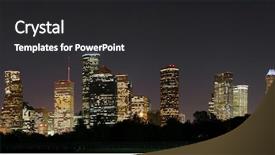  Presentation with houston - Slides featuring night panoramic of downtown houston background and a dark gray colored foreground