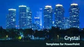  Presentation with luxury - Colorful PPT theme enhanced with night park - luxury building in tel aviv backdrop and a navy blue colored foreground