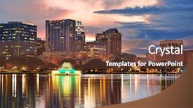  Presentation with urban - Audience pleasing presentation theme consisting of night park - orlando lake eola sunset backdrop and a tawny brown colored foreground
