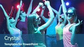  Presentation with dancing - Amazing slide deck having night party - young people having fun dancing backdrop and a ocean colored foreground