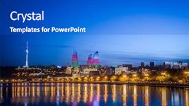  Presentation with night - Cool new slide deck with night photo of baku azerbaijan backdrop and a dark gray colored foreground