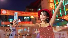  Presentation with celebrations - Presentation theme enhanced with night-photo-of-thai-woman background and a red colored foreground