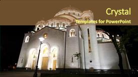  Presentation with church building - Colorful theme enhanced with orthodox cathedral of saint sava backdrop and a tawny brown colored foreground