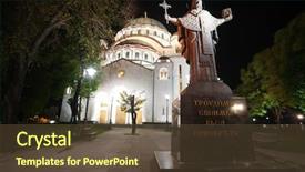  Presentation with church building - Audience pleasing slides consisting of orthodox cathedral of saint sava backdrop and a tawny brown colored foreground