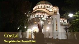  Presentation with church building - Cool new PPT theme with orthodox cathedral of saint sava backdrop and a tawny brown colored foreground