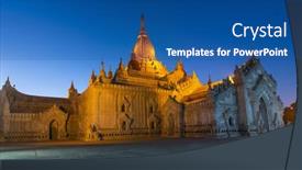  Presentation with myanmar bagan - PPT layouts featuring night-picture-of-ananda-temple background and a ocean colored foreground