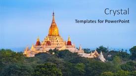  Presentation with myanmar bagan - Presentation design consisting of night-picture-of-ananda-temple background and a light blue colored foreground