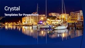  Presentation with san antonio - Presentation theme having night port view in ibiza background and a navy blue colored foreground