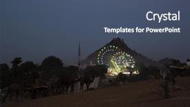  Presentation with fair - Presentation design consisting of night pushkar ajmer rajasthan india background and a ocean colored foreground