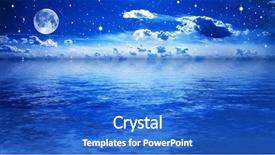  Presentation with night sky - Slides with night quiet sea bright star sky background and a cobalt blue colored foreground