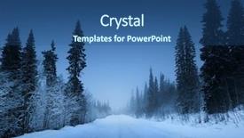  Presentation with winter forest night - Presentation design featuring night road in winter forest background and a ocean colored foreground