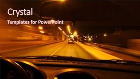  Presentation with street light view - Theme with night road view from inside background and a wine colored foreground