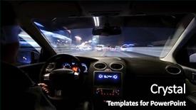  Presentation with driving road - Slides featuring night road view from inside background and a black colored foreground