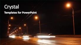  Presentation with street lamps - PPT theme enhanced with night road with street lamps background and a black colored foreground
