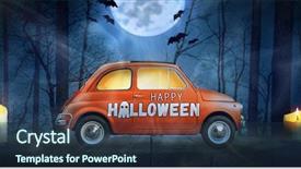  Presentation with creepy forest - Presentation theme with night scary autumn forest background and a tawny brown colored foreground