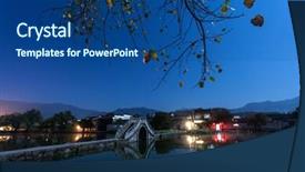  Presentation with night - Slide set with night scence of quiet lake background and a  colored foreground