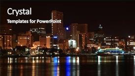  Presentation with night city - Beautiful slides featuring night scene of coastal city backdrop and a black colored foreground