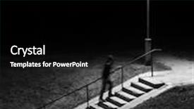  Presentation with motion - Colorful slide deck enhanced with night scene human figure in motion blur walking up stairs backdrop and a black colored foreground