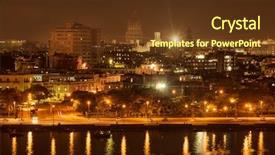  Presentation with scene - Beautiful slide deck featuring night scene in old havana backdrop and a tawny brown colored foreground