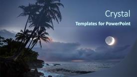  Presentation with tropical - Cool new PPT theme with night-scene-in-tropical-beach backdrop and a ocean colored foreground