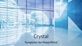  Presentation with modern reflective office buildings - Presentation design featuring night scene of modern buildings background and a light blue colored foreground