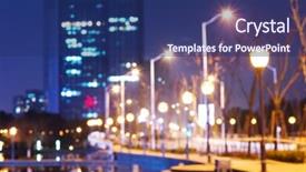  Presentation with buildings - Cool new slides with night scene of modern buildings backdrop and a navy blue colored foreground