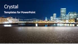  Presentation with office buildings - PPT layouts with night scene of modern office background and a navy blue colored foreground