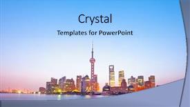  Presentation with shanghai - Beautiful theme featuring night scene of shanghai backdrop and a light blue colored foreground