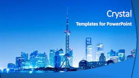  Presentation with shanghai - Amazing PPT theme having night scene of shanghai backdrop and a gray colored foreground