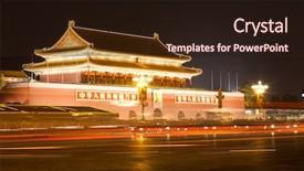  Presentation with scene - Theme enhanced with night scene of tiananmen gate background and a wine colored foreground
