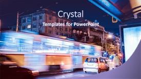  Presentation with tram - Presentation design consisting of night-scene-of-tram background and a ocean colored foreground